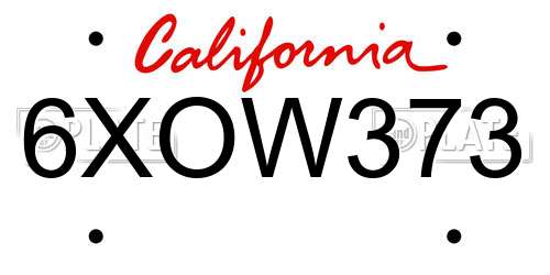 6XOW373 California License Plate