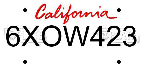 6XOW423 California License Plate