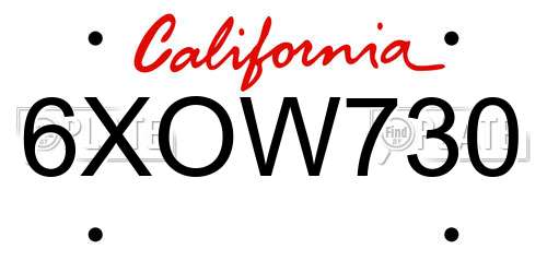 6XOW730 California License Plate