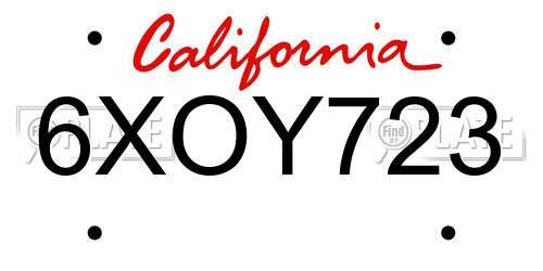 6XOY723 California License Plate