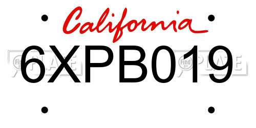 6XPB019 California License Plate