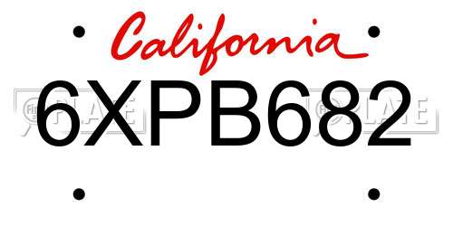 6XPB682 California License Plate
