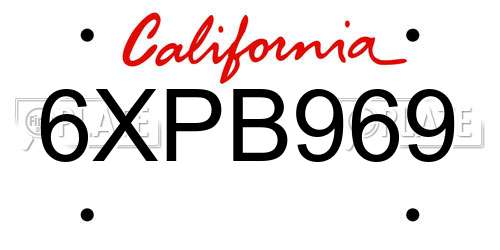 6XPB969 California License Plate