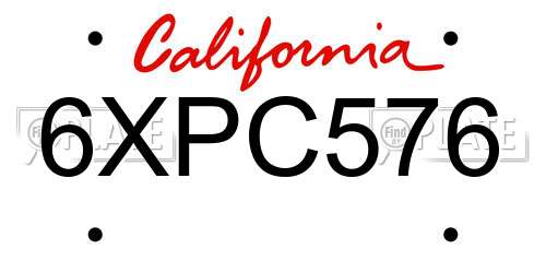 6XPC576 California License Plate