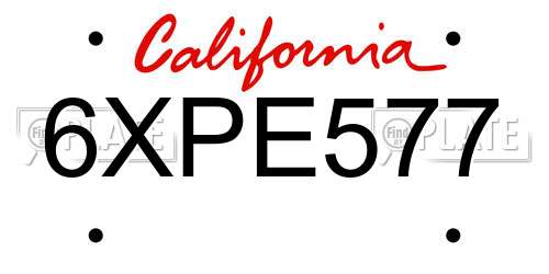 6XPE577 California License Plate