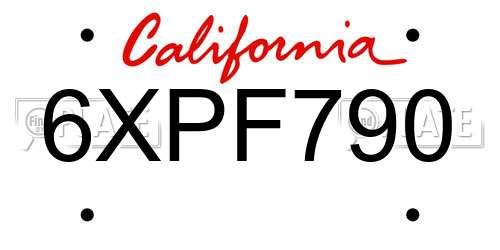 6XPF790 California License Plate