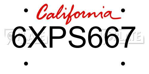 6XPS667 California License Plate