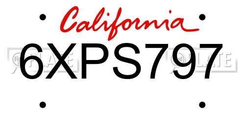 6XPS797 California License Plate