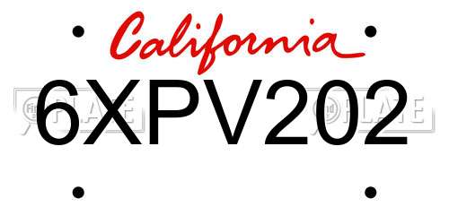 6XPV202 California License Plate
