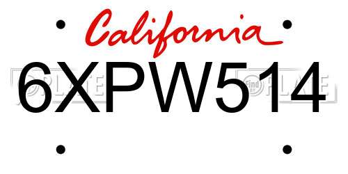 6XPW514 California License Plate