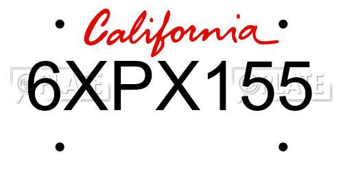6XPX155 California License Plate