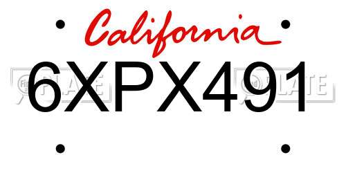 6XPX491 California License Plate