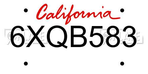 6XQB583 California License Plate