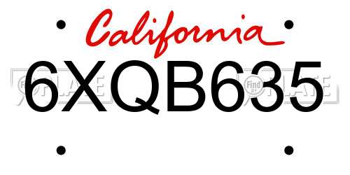 6XQB635 California License Plate