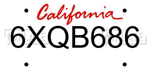 6XQB686 California License Plate