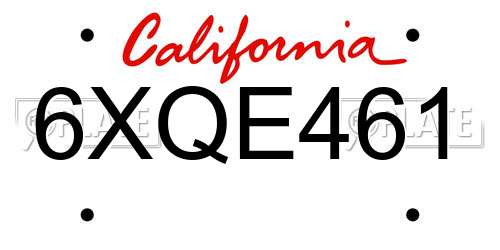 6XQE461 California License Plate