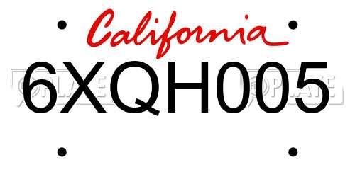 6XQH005 California License Plate