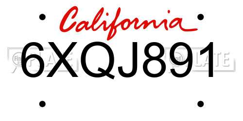 6XQJ891 California License Plate