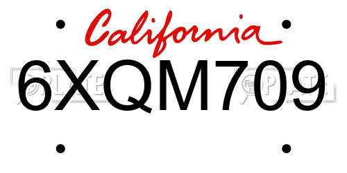 6XQM709 California License Plate