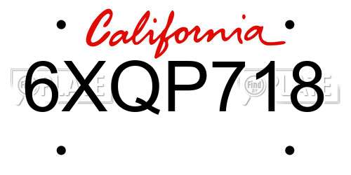 6XQP718 California License Plate