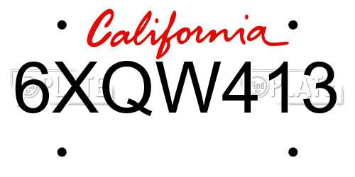 6XQW413 California License Plate