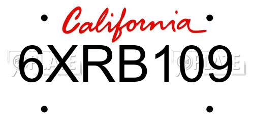 6XRB109 California License Plate