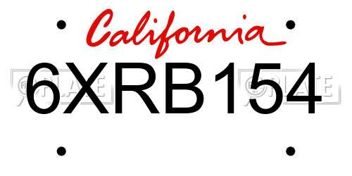 6XRB154 California License Plate