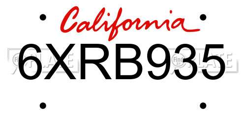 6XRB935 California License Plate