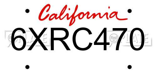 6XRC470 California License Plate