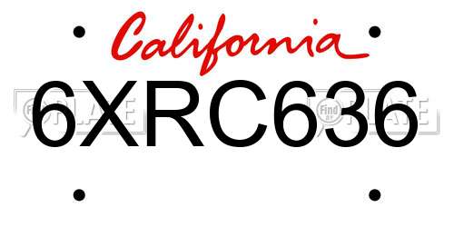 6XRC636 California License Plate