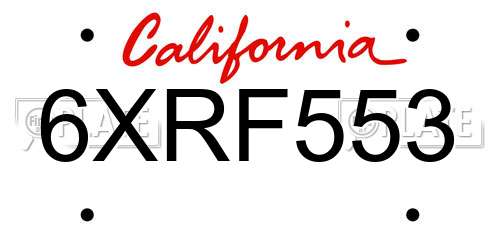 6XRF553 California License Plate