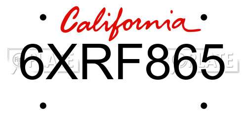 6XRF865 California License Plate