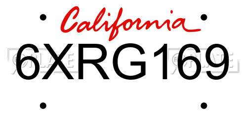 6XRG169 California License Plate