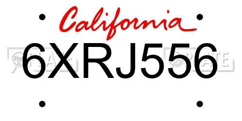6XRJ556 California License Plate