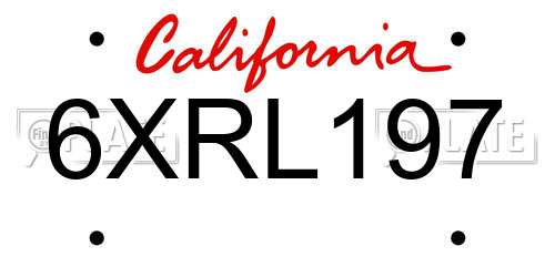 6XRL197 California License Plate