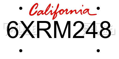 6XRM248 California License Plate