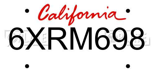 6XRM698 California License Plate