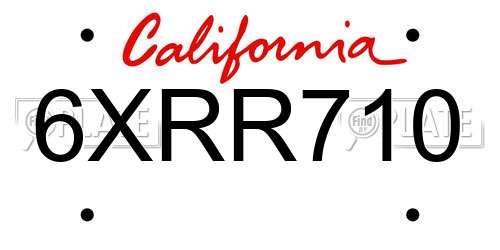 6XRR710 California License Plate