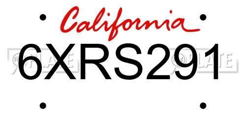 6XRS291 California License Plate