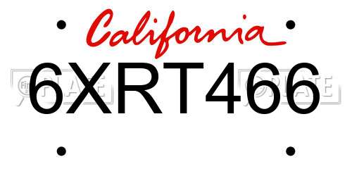 6XRT466 California License Plate