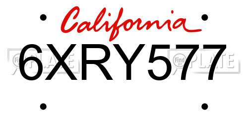 6XRY577 California License Plate