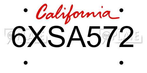 6XSA572 California License Plate