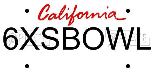 6XSBOWL California License Plate