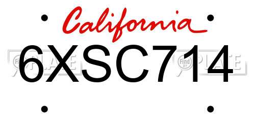 6XSC714 California License Plate