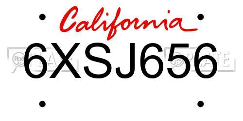 6XSJ656 California License Plate