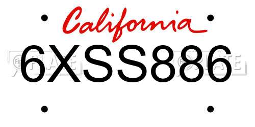 6XSS886 California License Plate