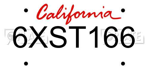 6XST166 California License Plate