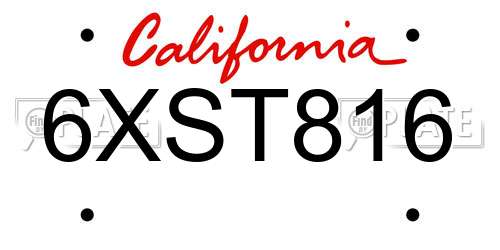 6XST816 California License Plate