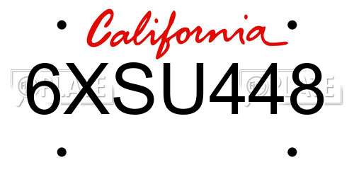 6XSU448 California License Plate