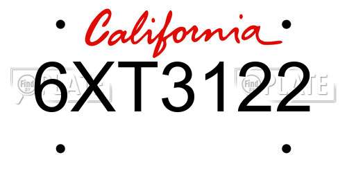 6XT3122 California License Plate